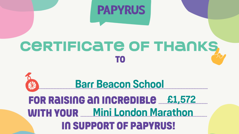 Barr Beacon School Certificate